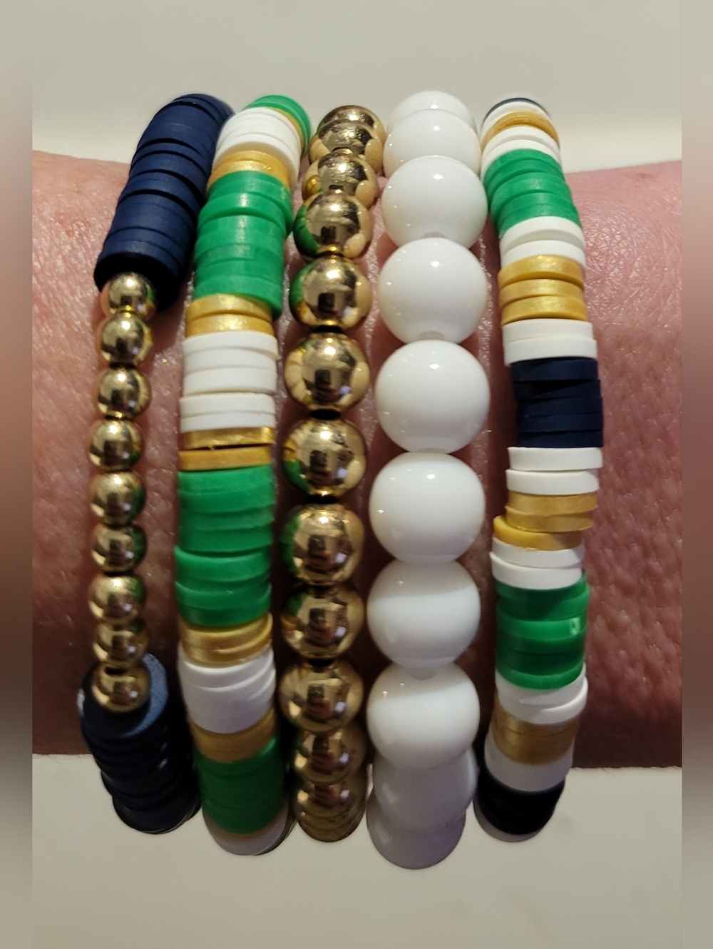 Hand Crafted Stretch Beaded Bracelet Set of 5